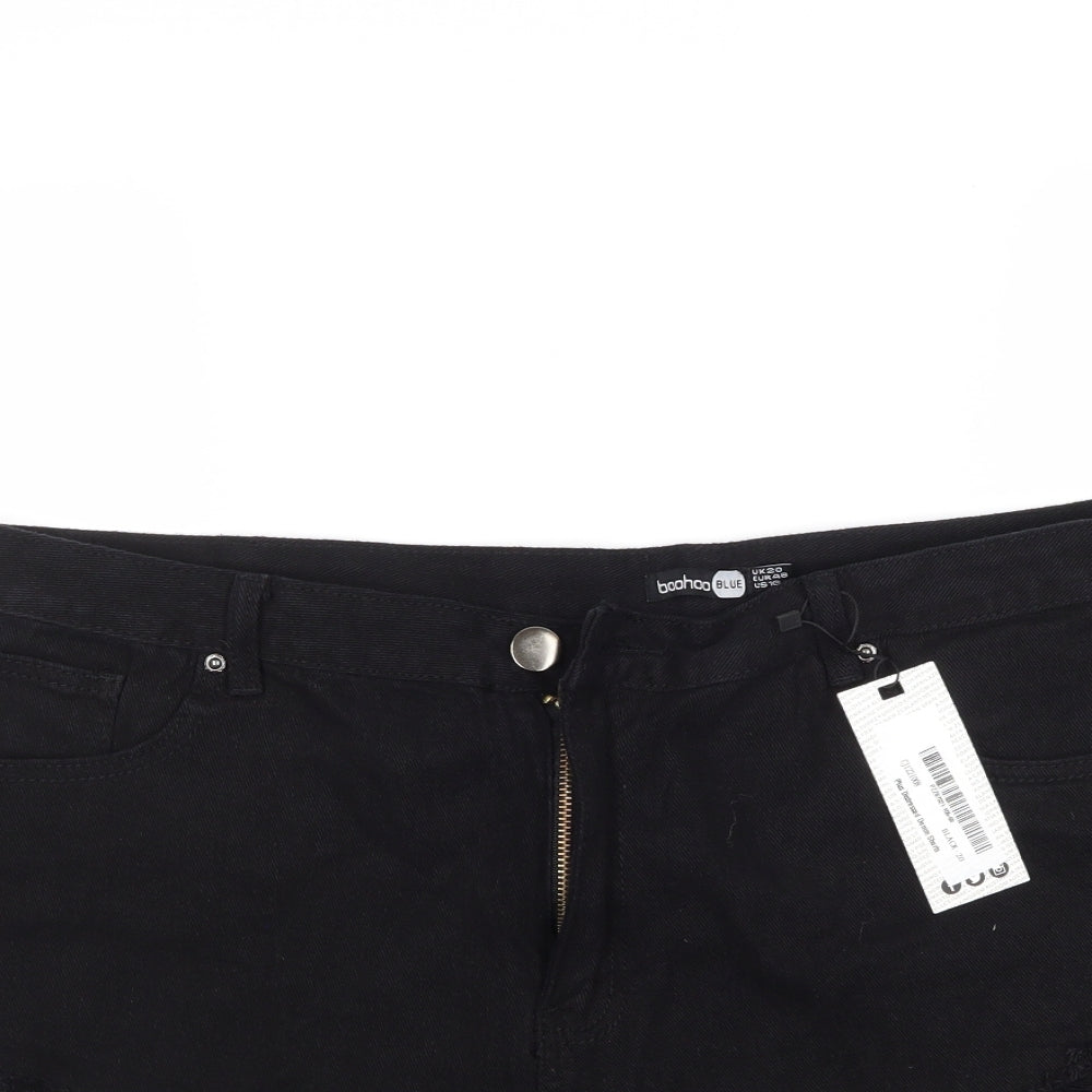 Boohoo Womens Black  Denim Mom Shorts Size 20