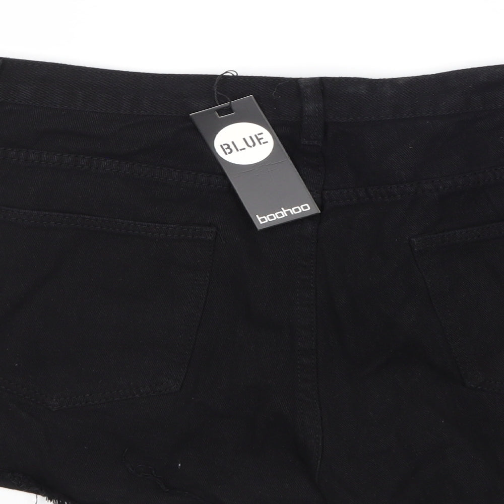 Boohoo Womens Black  Denim Mom Shorts Size 20