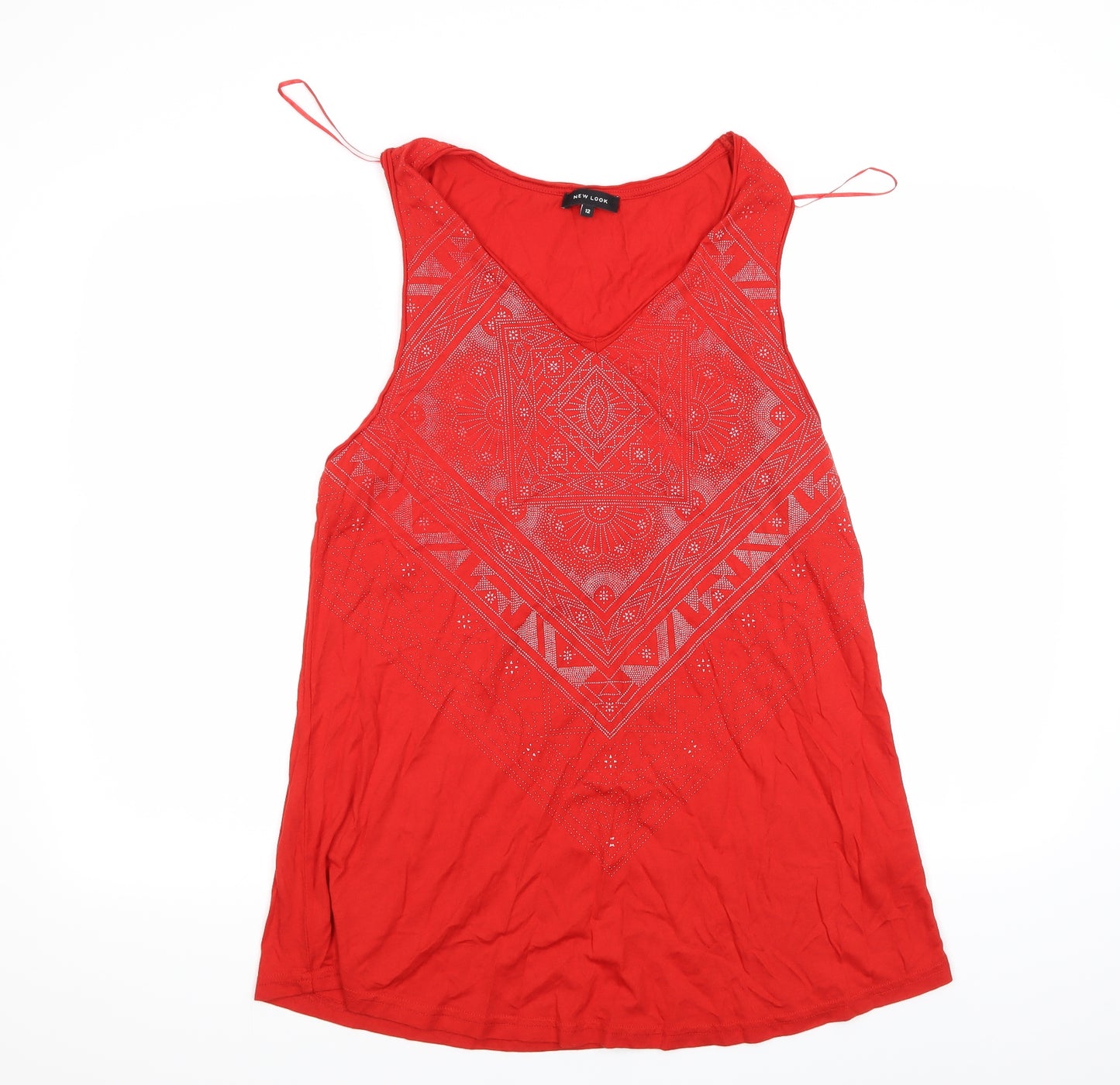 New Look Womens Red Geometric  T-Shirt Dress  Size 12