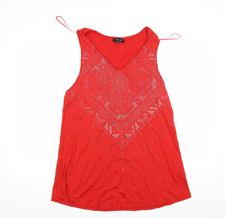 New Look Womens Red Geometric  T-Shirt Dress  Size 12