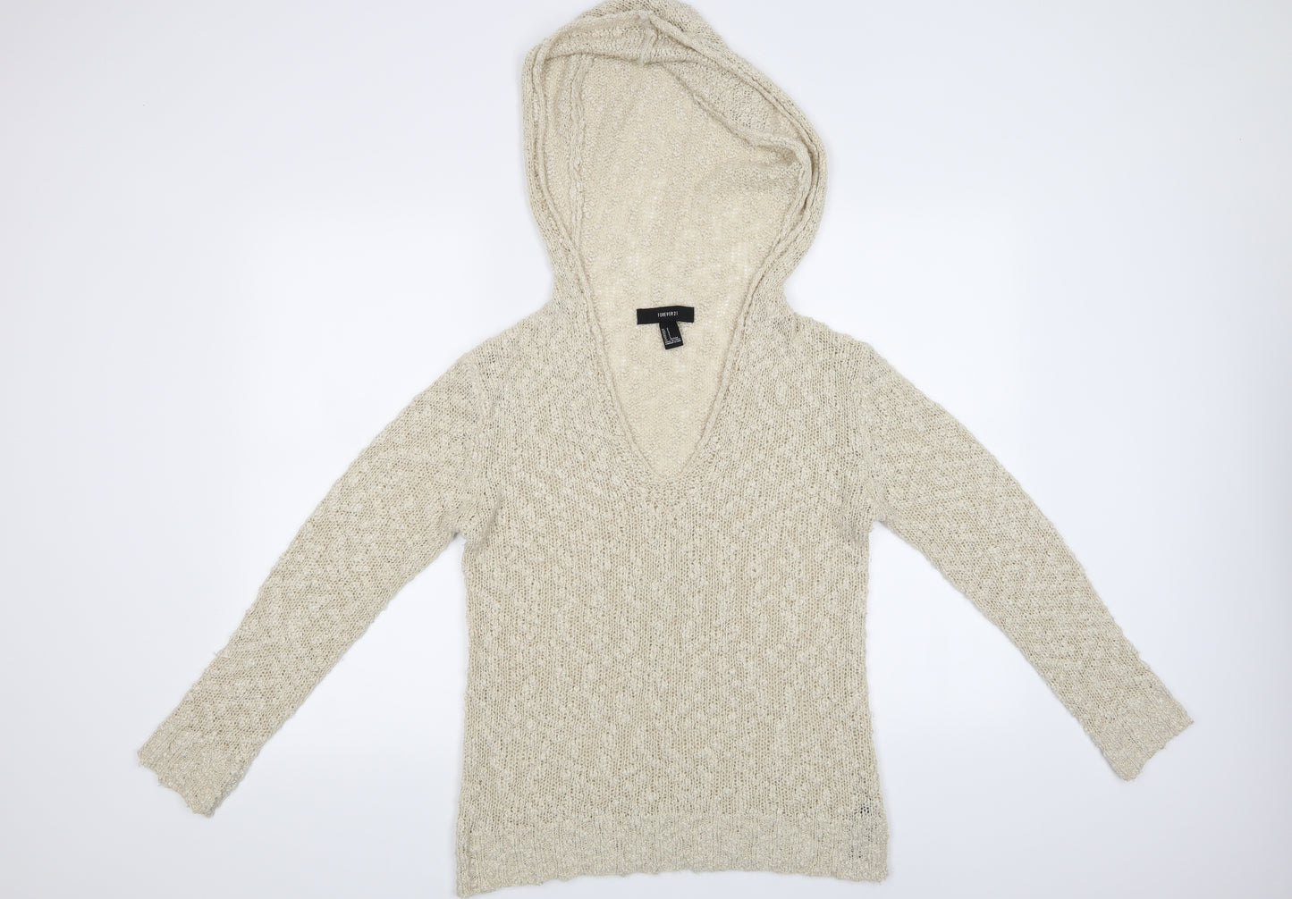 FOREVER 21 Womens Ivory   Pullover Jumper Size S  - Has a Hood