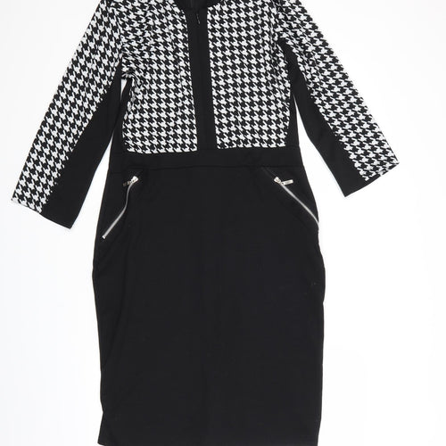 Style by Shaz Womens Black Geometric  Jumper Dress