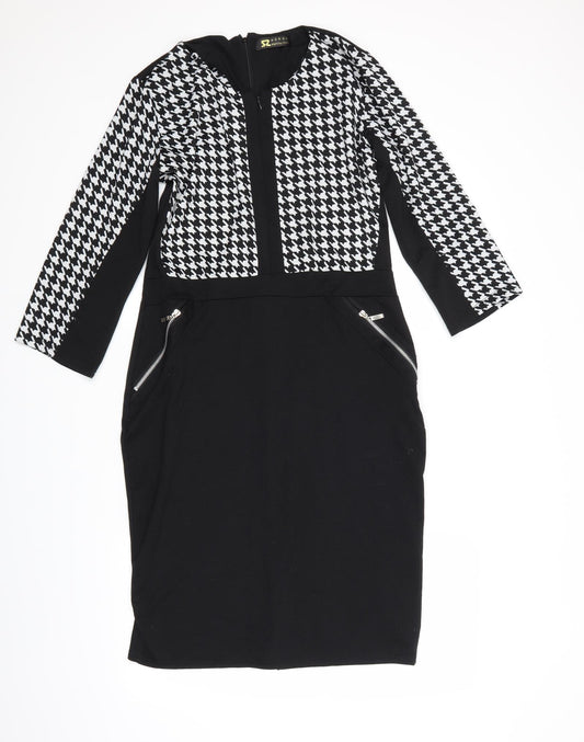 Front view of Style by Shaz women’s black geometric jumper dress