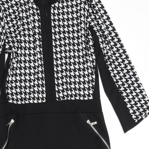 Style by Shaz Womens Black Geometric  Jumper Dress