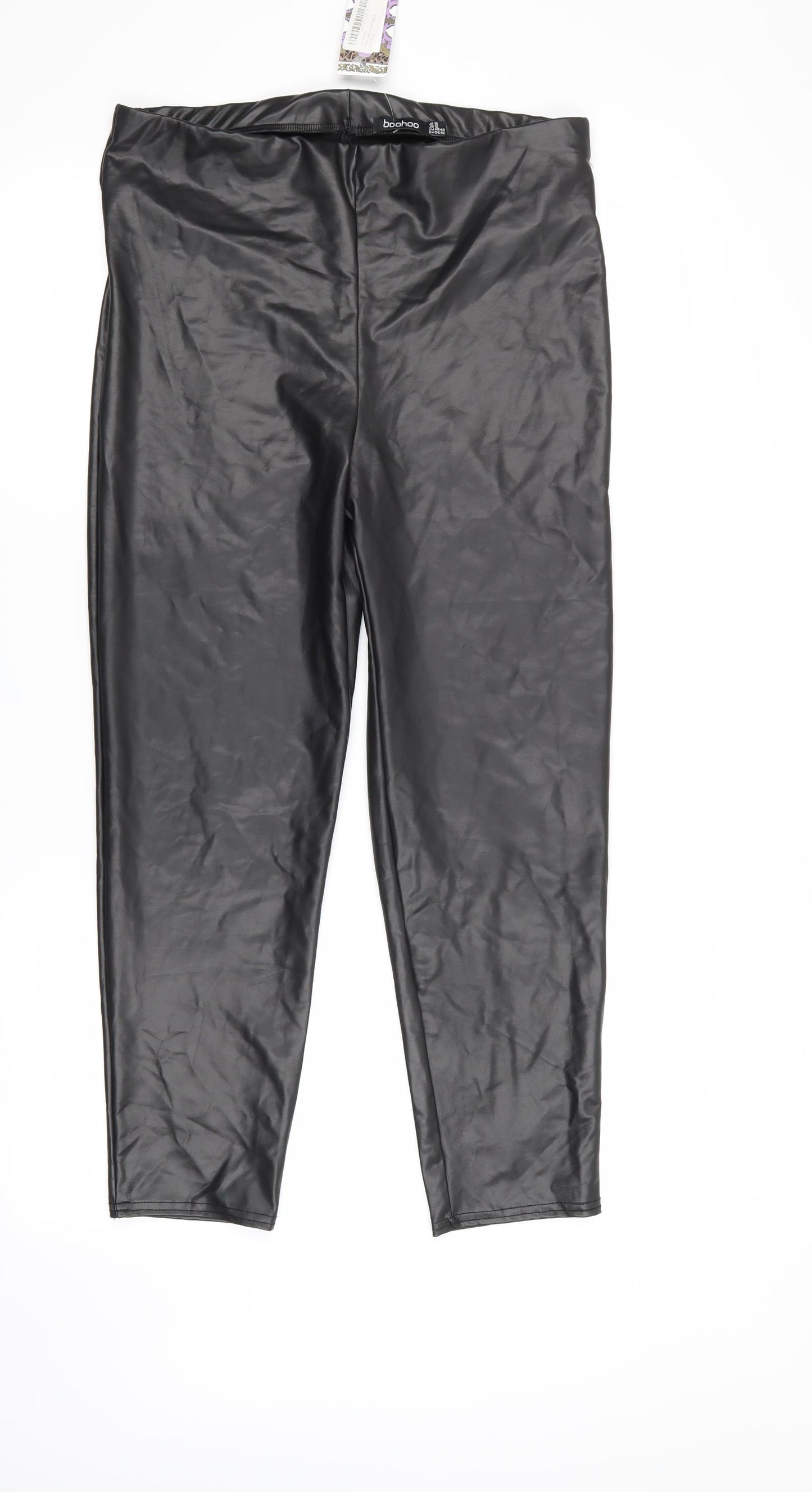 Boohoo Womens Black   Jegging Trousers Size 16 L25 in - leather look leggings/jeggings