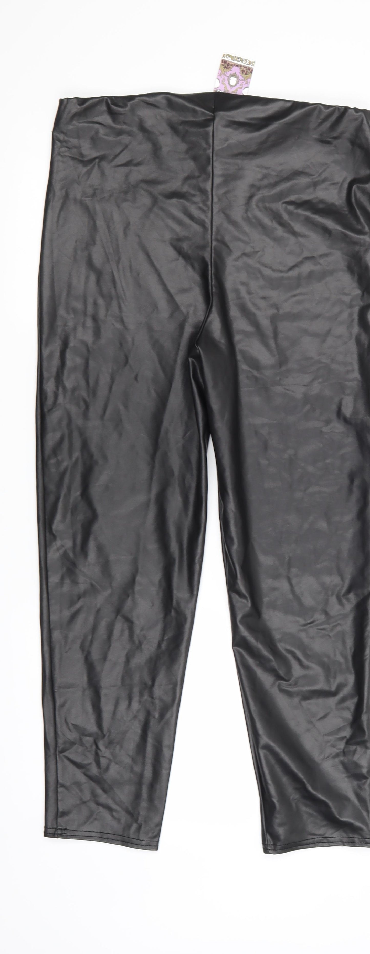Boohoo Womens Black   Jegging Trousers Size 16 L25 in - leather look leggings/jeggings