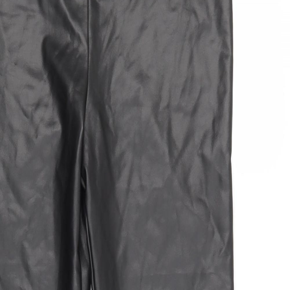 Boohoo Womens Black   Jegging Trousers Size 16 L25 in - leather look leggings/jeggings