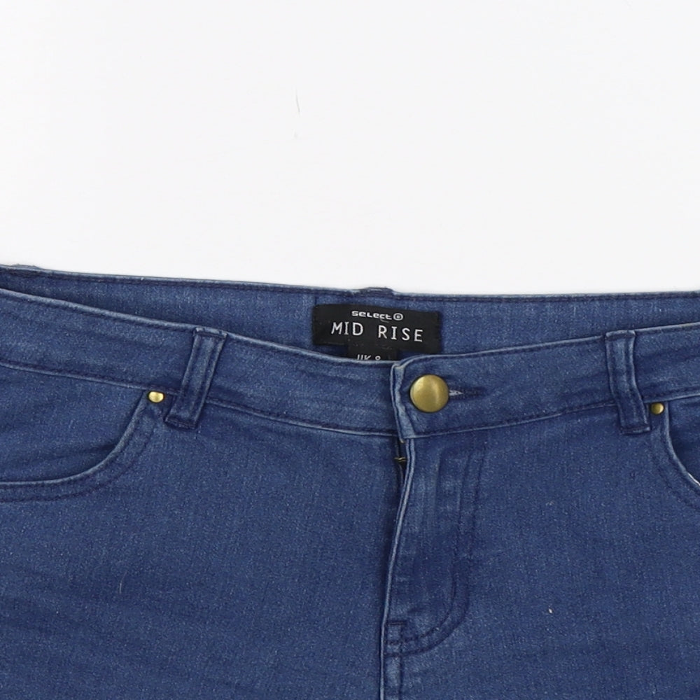 Select Womens Blue  Denim Cut-Off Shorts Size 8