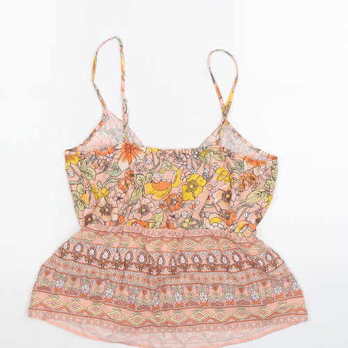 George Womens Pink Floral  Basic Tank Size 8  - cut out front