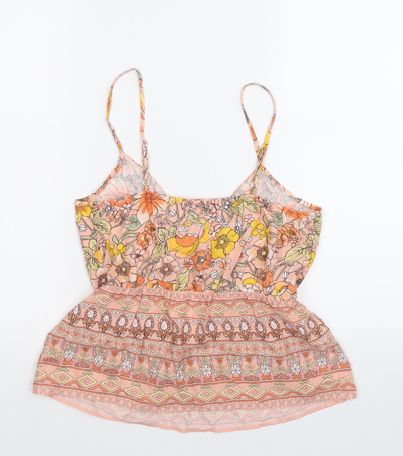 George Womens Pink Floral  Basic Tank Size 8  - cut out front