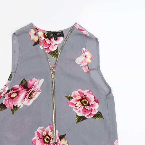 cameo rose Womens Grey Floral  Basic Blouse Size 6
