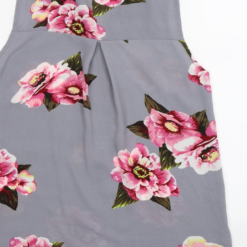 cameo rose Womens Grey Floral  Basic Blouse Size 6