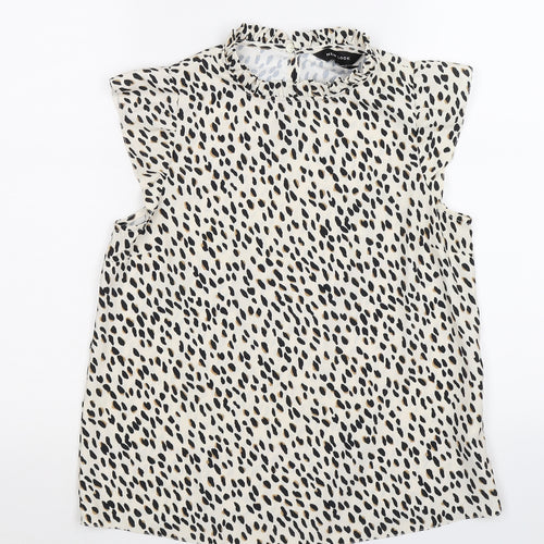 New Look Womens Ivory Animal Print Chiffon Basic Blouse Size 6  - LEOPARD PRINT