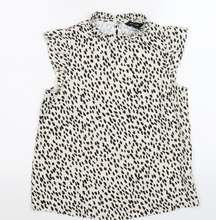New Look Womens Ivory Animal Print Chiffon Basic Blouse Size 6  - LEOPARD PRINT
