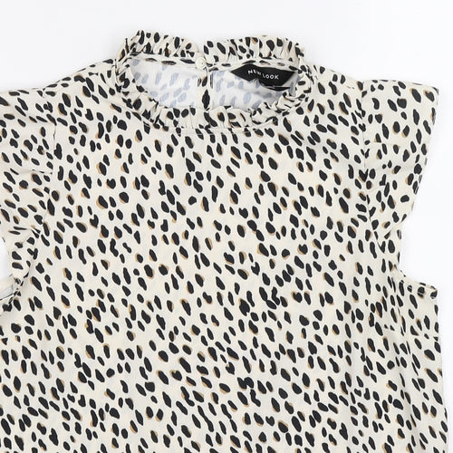 New Look Womens Ivory Animal Print Chiffon Basic Blouse Size 6  - LEOPARD PRINT
