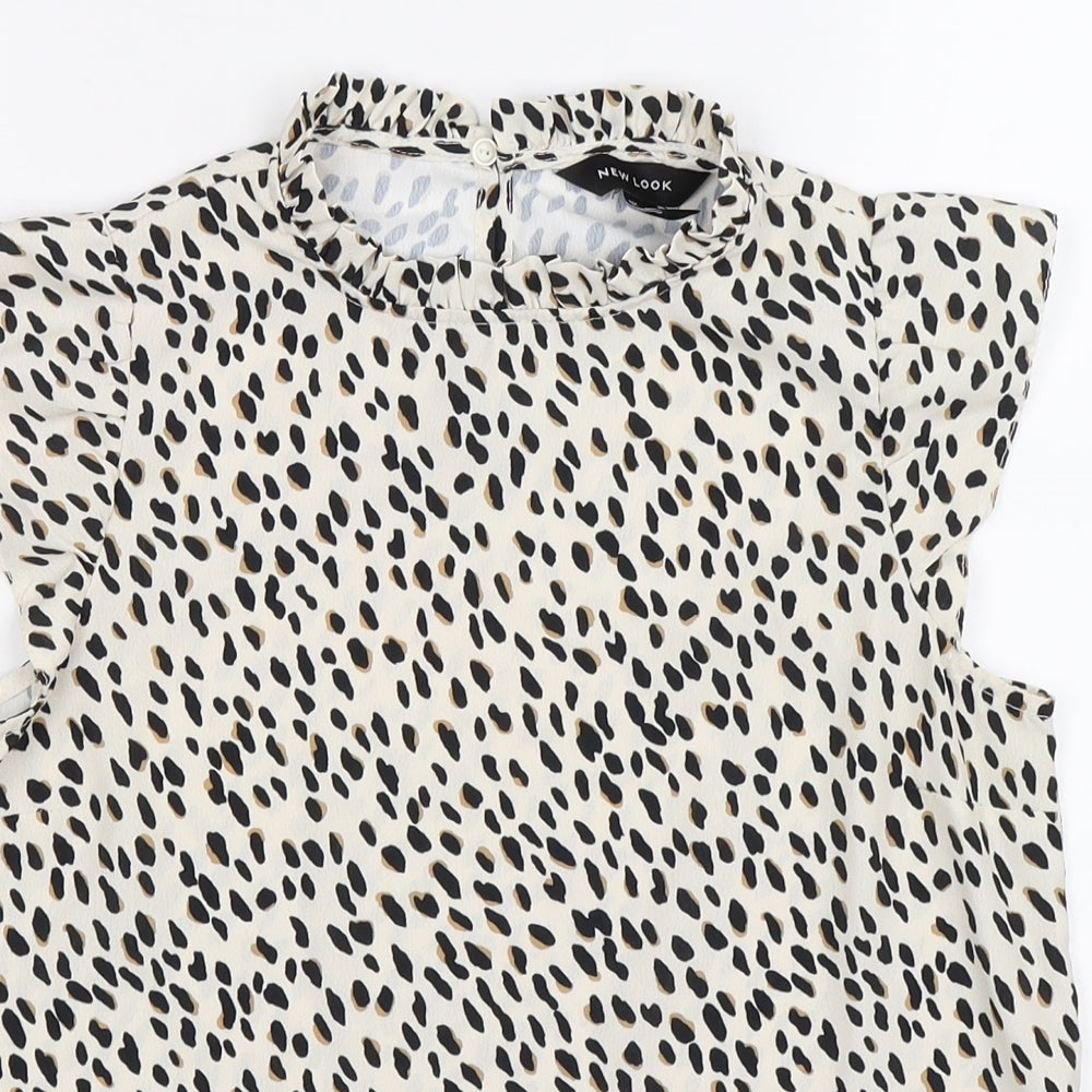 New Look Womens Ivory Animal Print Chiffon Basic Blouse Size 6  - LEOPARD PRINT