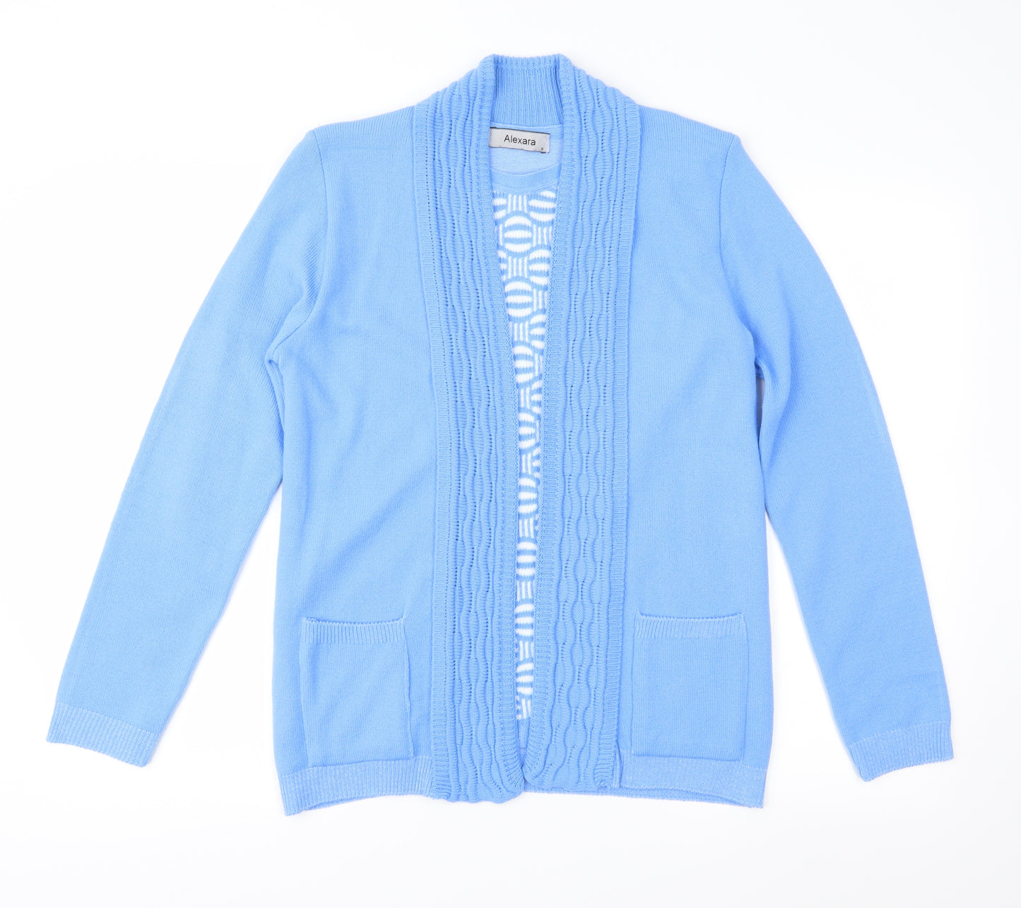 Alexara Womens Blue Geometric Knit Pullover Jumper Size S