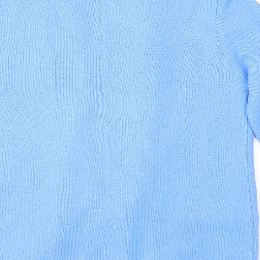 Alexara Womens Blue Geometric Knit Pullover Jumper Size S