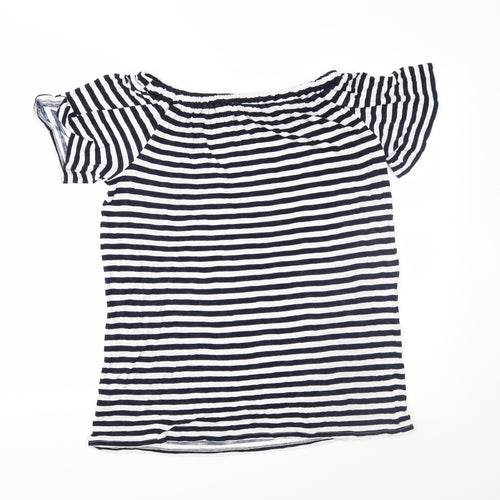 George Womens Blue Striped Jersey Basic T-Shirt Size 14