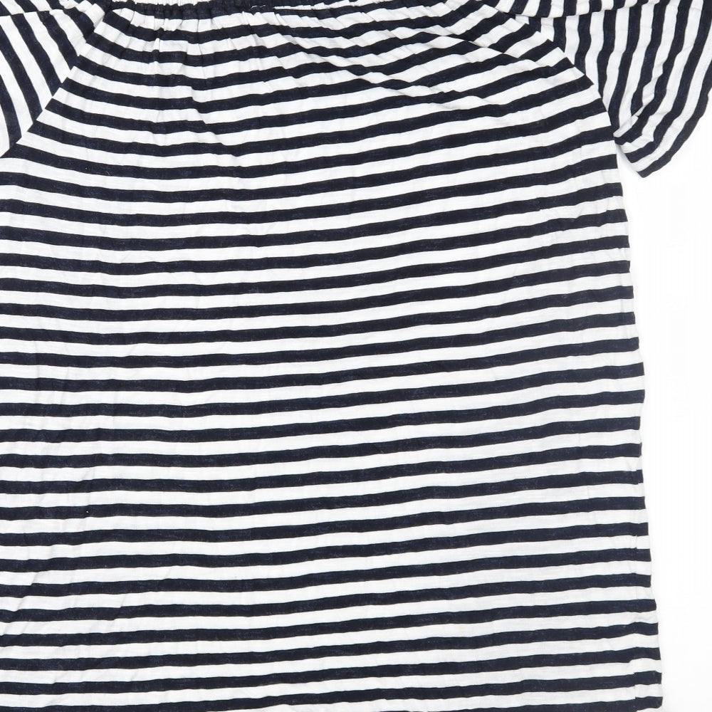 George Womens Blue Striped Jersey Basic T-Shirt Size 14