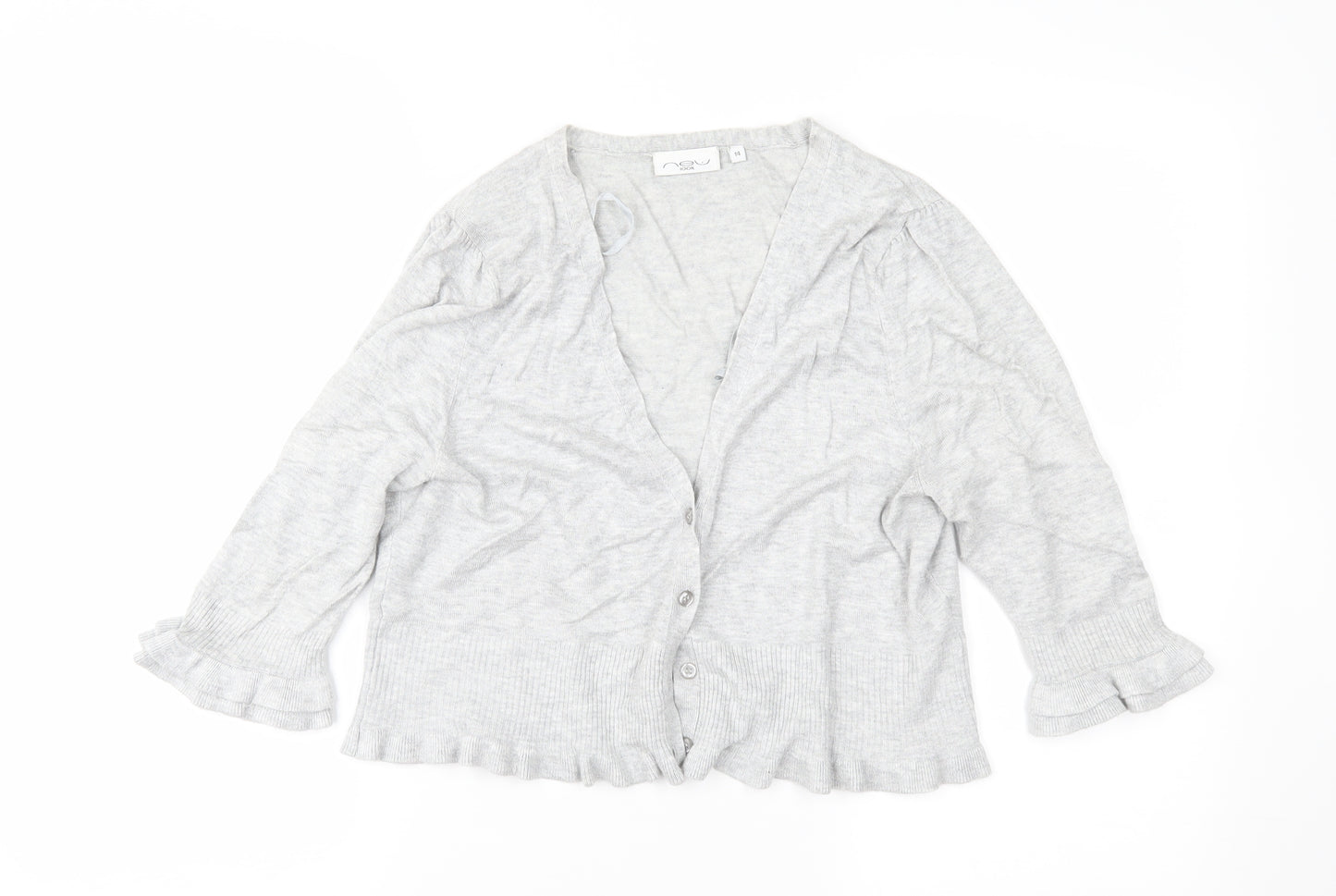 New Look Womens Grey  Knit Cardigan Jumper Size 14