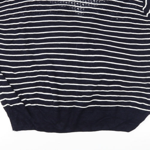 TU Womens Blue Striped Knit Cardigan Jumper Size 14
