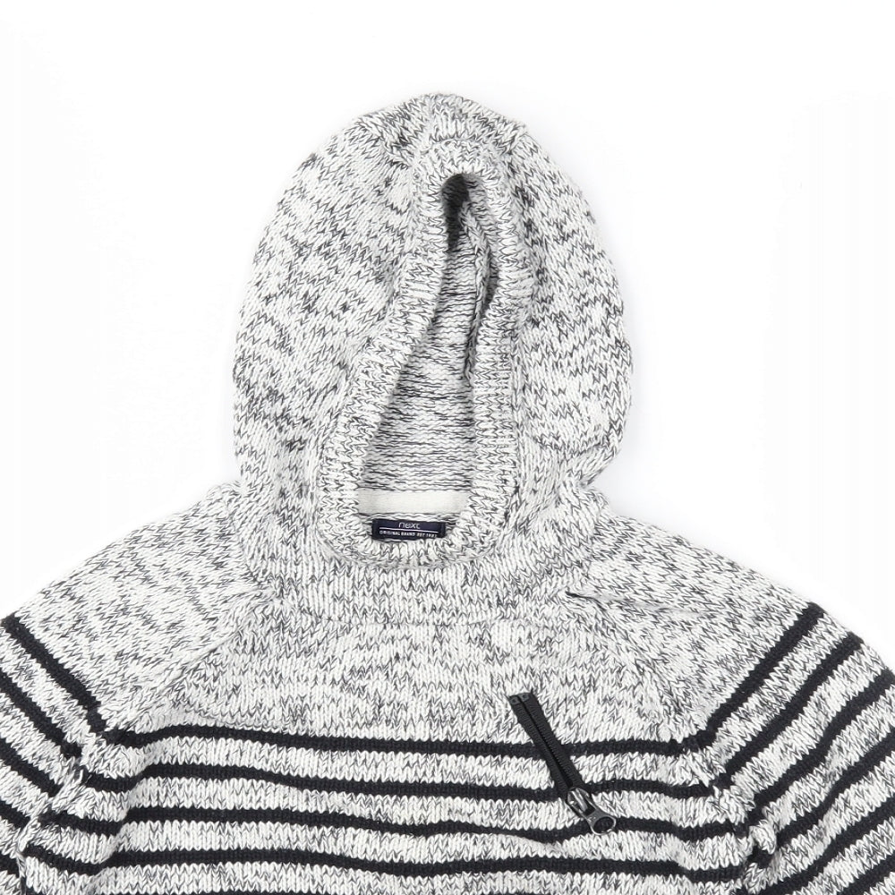 NEXT Boys Grey Striped Knit Pullover Hoodie Size 2-3 Years