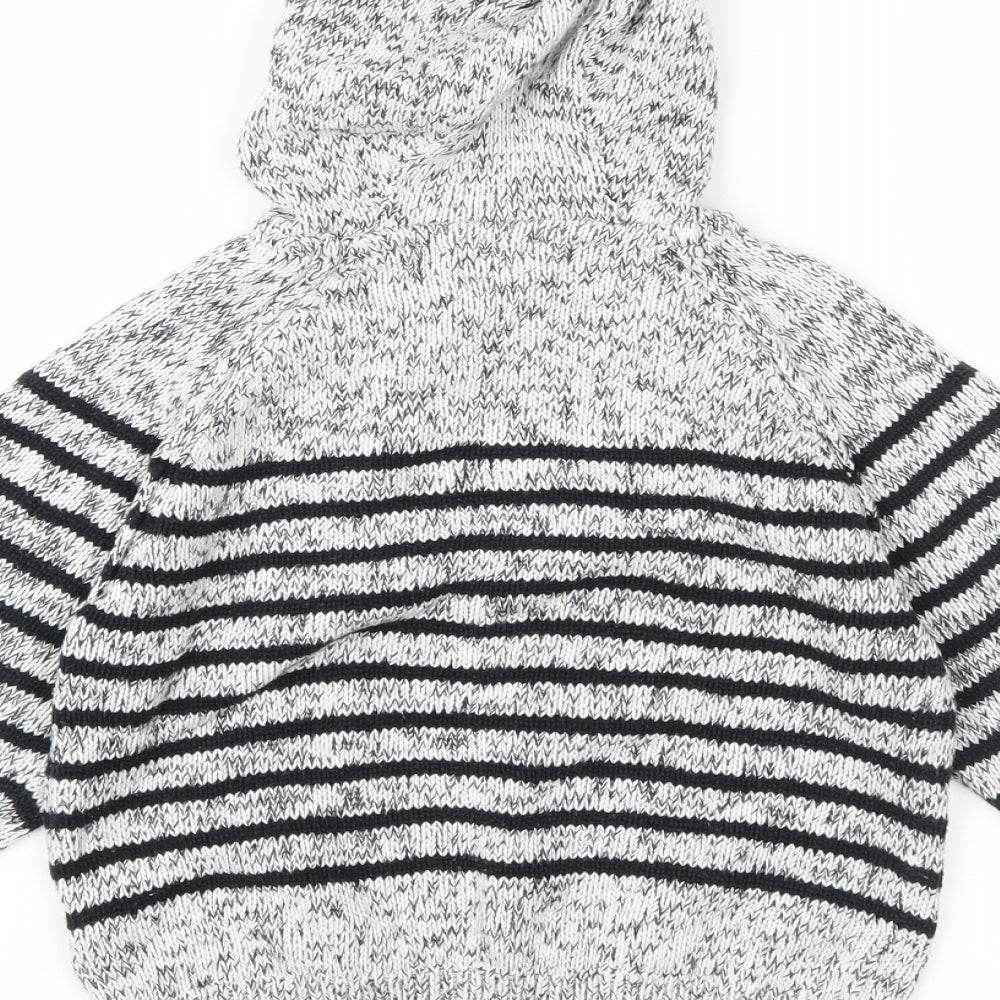 NEXT Boys Grey Striped Knit Pullover Hoodie Size 2-3 Years