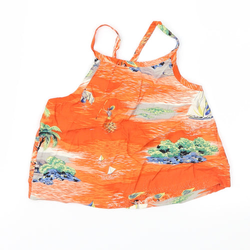 Gap Girls Orange Geometric  Cropped Blouse Size M