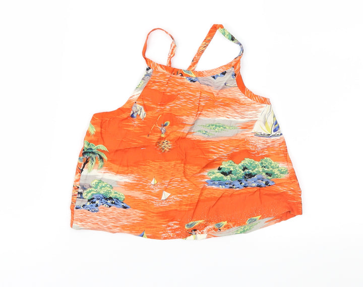 Gap Girls Orange Geometric Cropped Blouse Size M