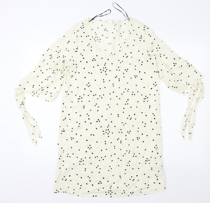 H&M Womens Ivory Polka Dot Shift Size 6