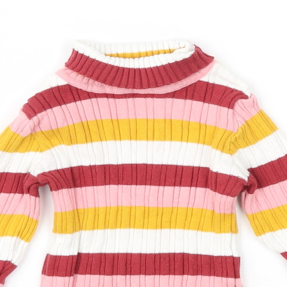 Nutmeg Girls Pink Striped Knit Pullover Jumper Size 2-3 Years