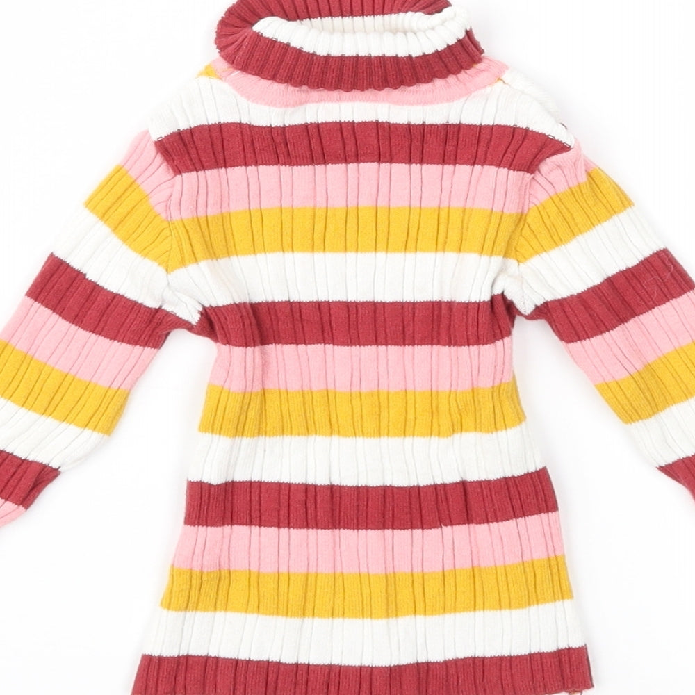 Nutmeg Girls Pink Striped Knit Pullover Jumper Size 2-3 Years