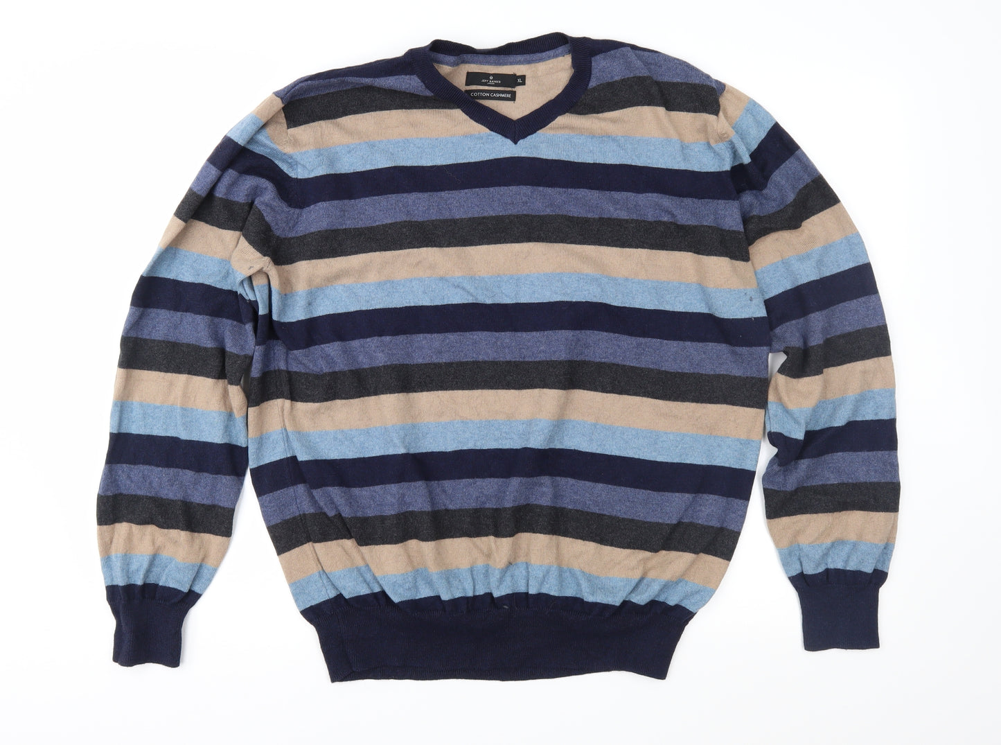 Jeff Banks Mens Blue Striped Knit Pullover Jumper Size XL
