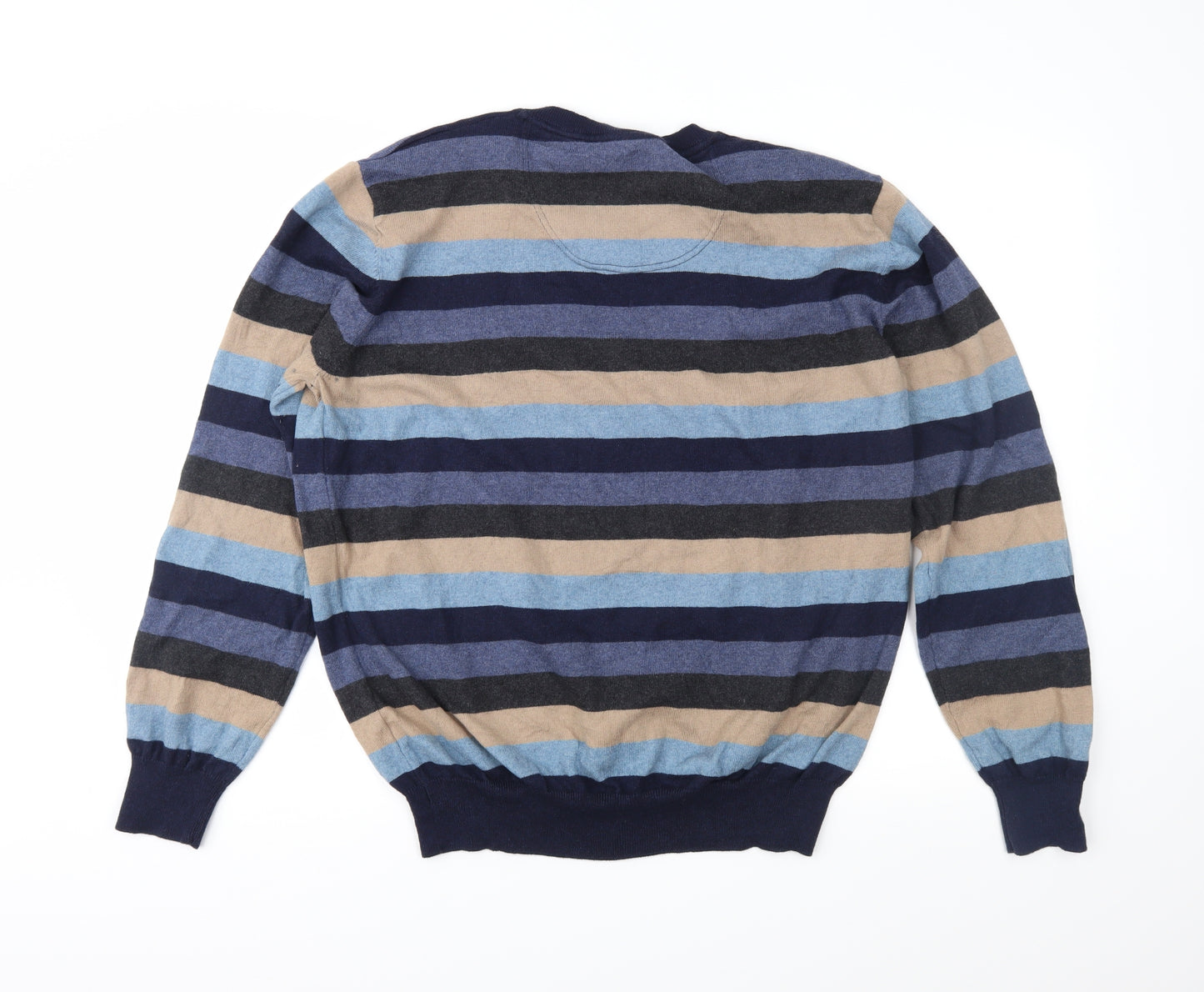 Jeff Banks Mens Blue Striped Knit Pullover Jumper Size XL