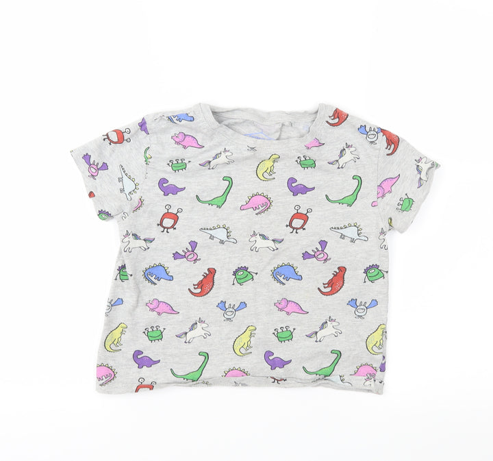 NEXT Boys Grey Geometric Jersey Basic T-Shirt Size 9 Years