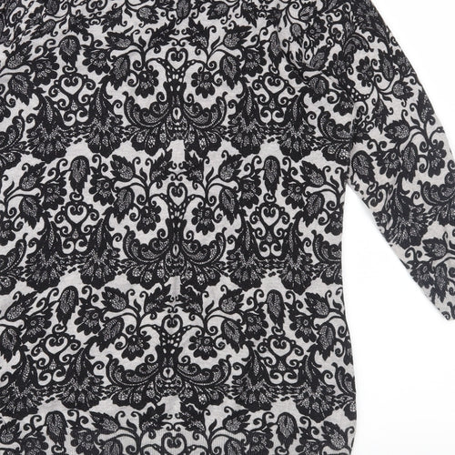 Warehouse Womens Grey Floral Knit Cardigan Jumper Size 10