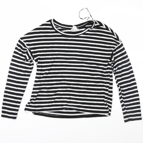 H&M Womens Black Striped Knit Pullover Jumper Size S