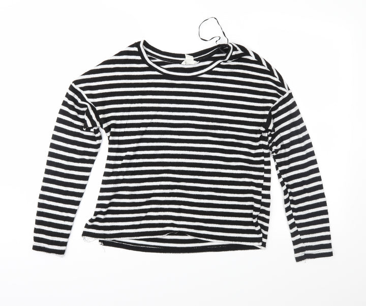 H&M Womens Black Striped Knit Pullover Jumper Size S