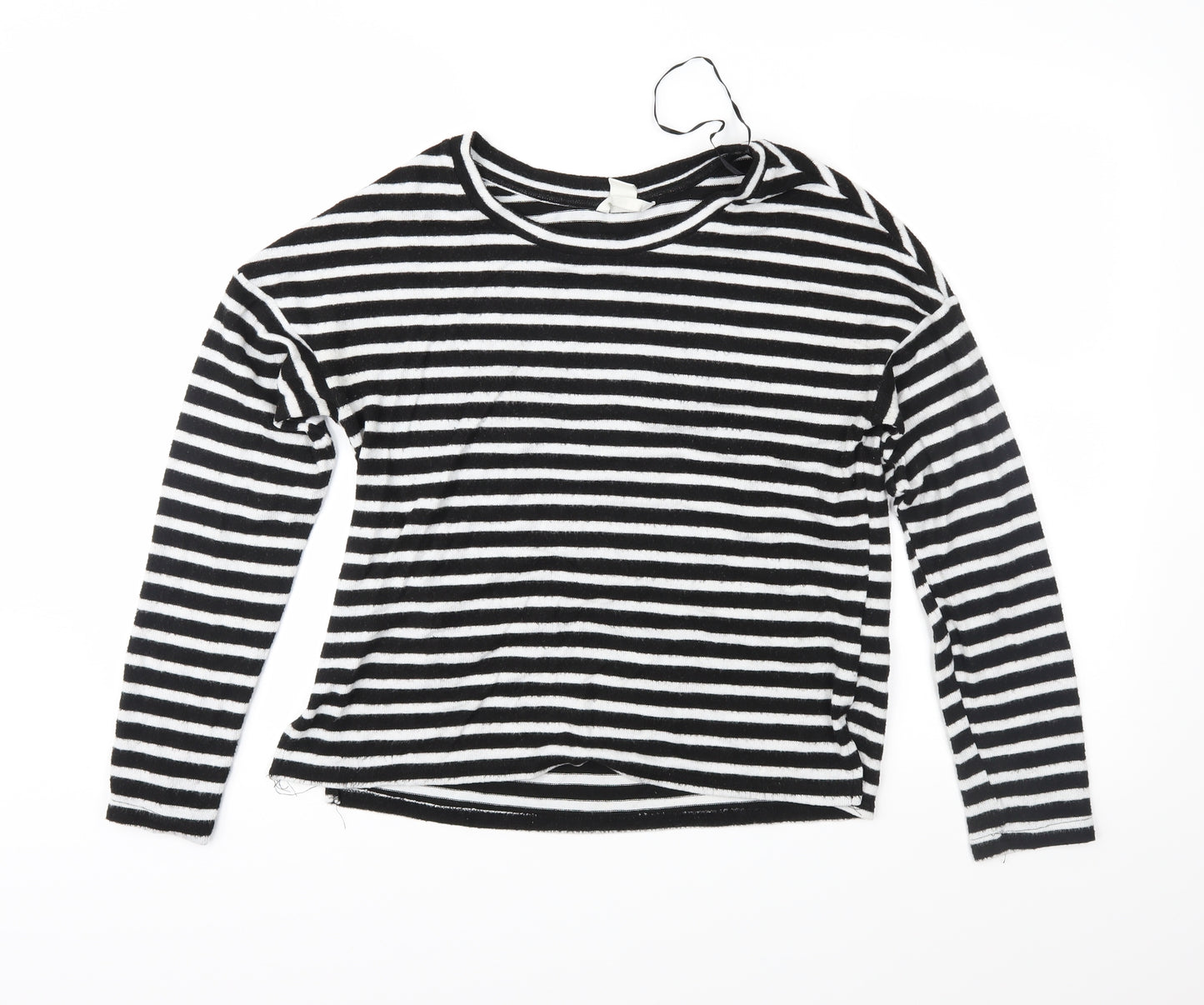H&M Womens Black Striped Knit Pullover Jumper Size S
