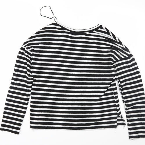 H&M Womens Black Striped Knit Pullover Jumper Size S