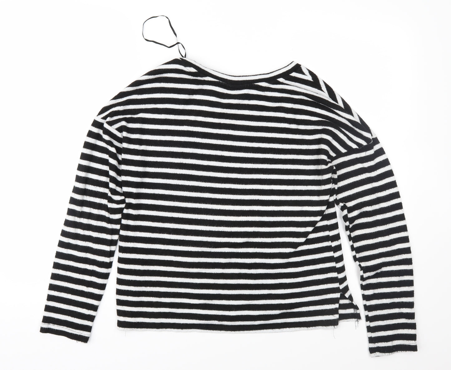 H&M Womens Black Striped Knit Pullover Jumper Size S
