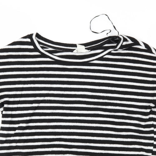 H&M Womens Black Striped Knit Pullover Jumper Size S