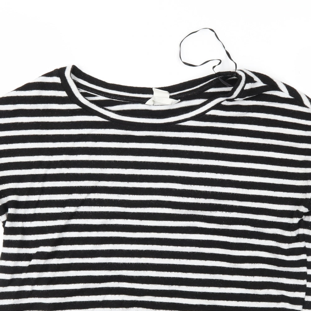 H&M Womens Black Striped Knit Pullover Jumper Size S