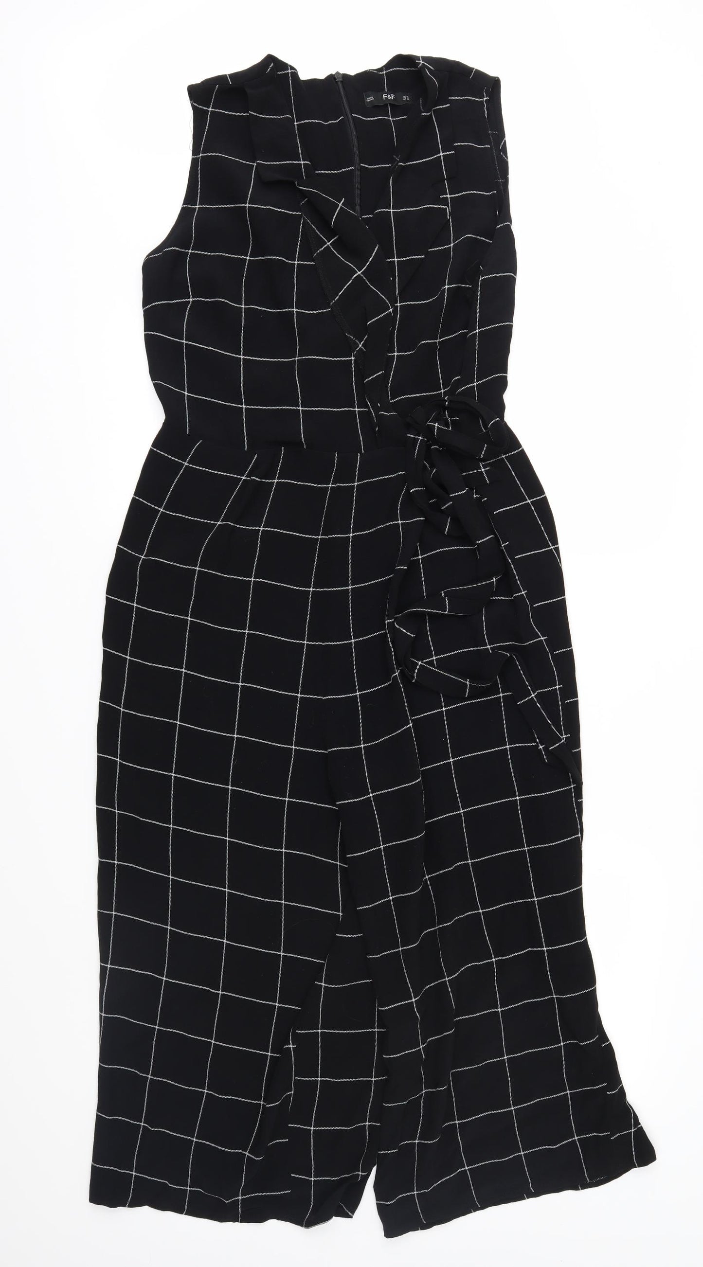 F&F Womens Black Check  Jumpsuit One-Piece Size 14 L20 in