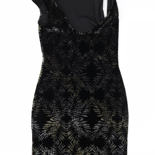 Topshop Womens Black Geometric Velour Sheath  Size 8