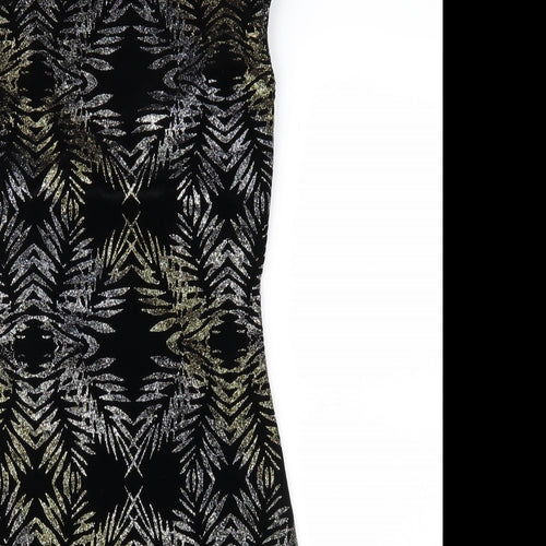 Topshop Womens Black Geometric Velour Sheath  Size 8