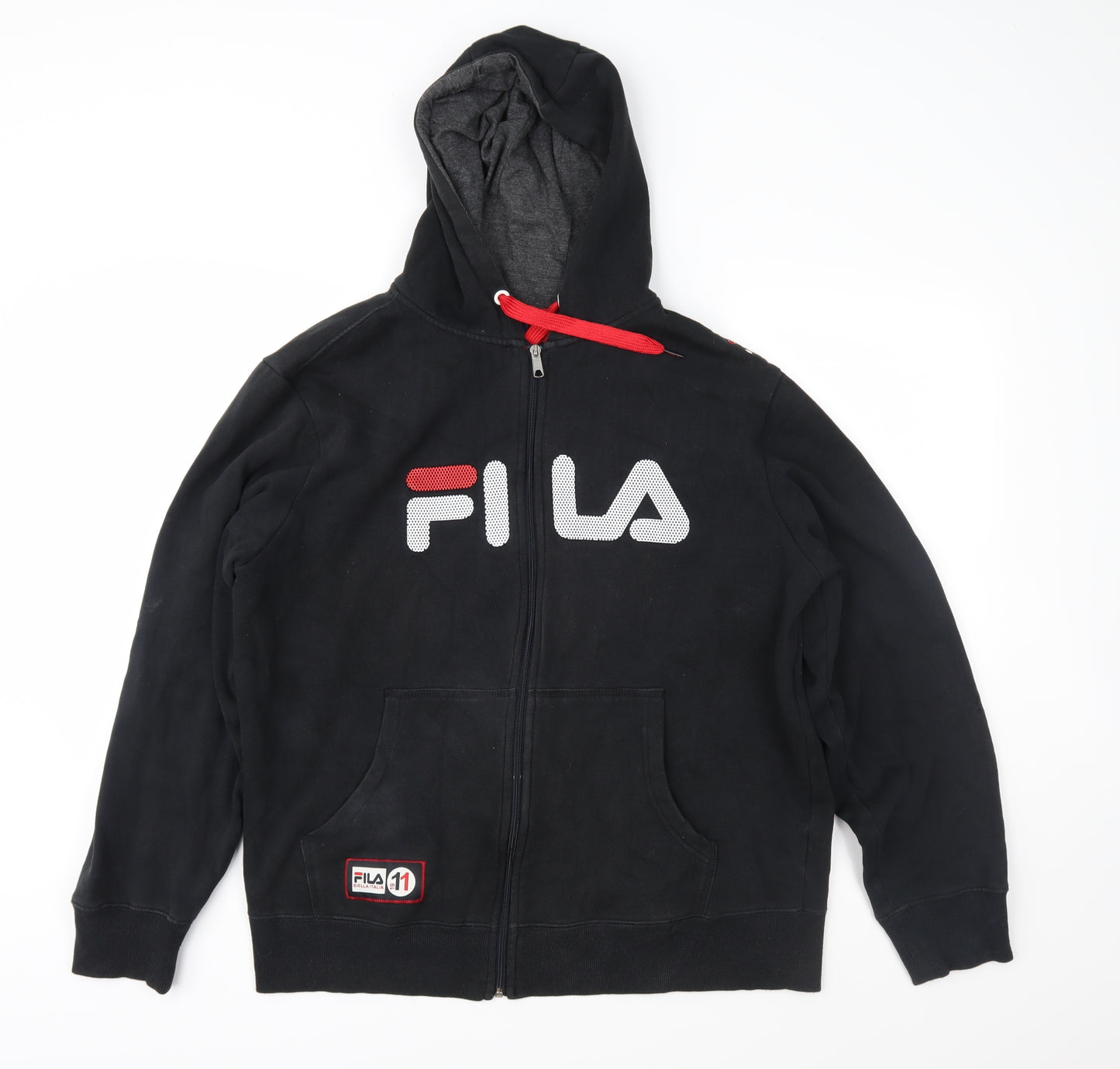 Filo Mens Black   Full Zip Hoodie Size L