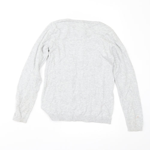H&M Girls Grey   Pullover Jumper Size 7-8 Years  - sequin monkeys