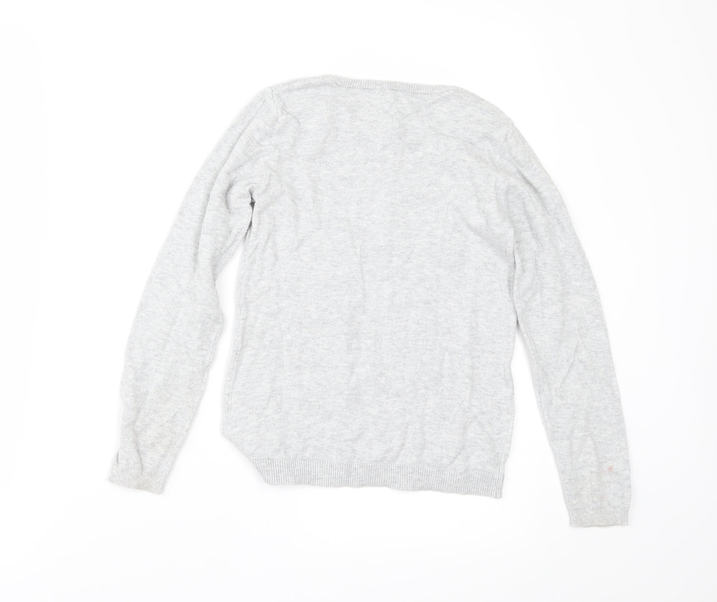 H&M Girls Grey   Pullover Jumper Size 7-8 Years  - sequin monkeys